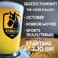 Quizzo is EVERY THURSDAY here at Stable 12! Join Michael at 7:30 (ish) and test…