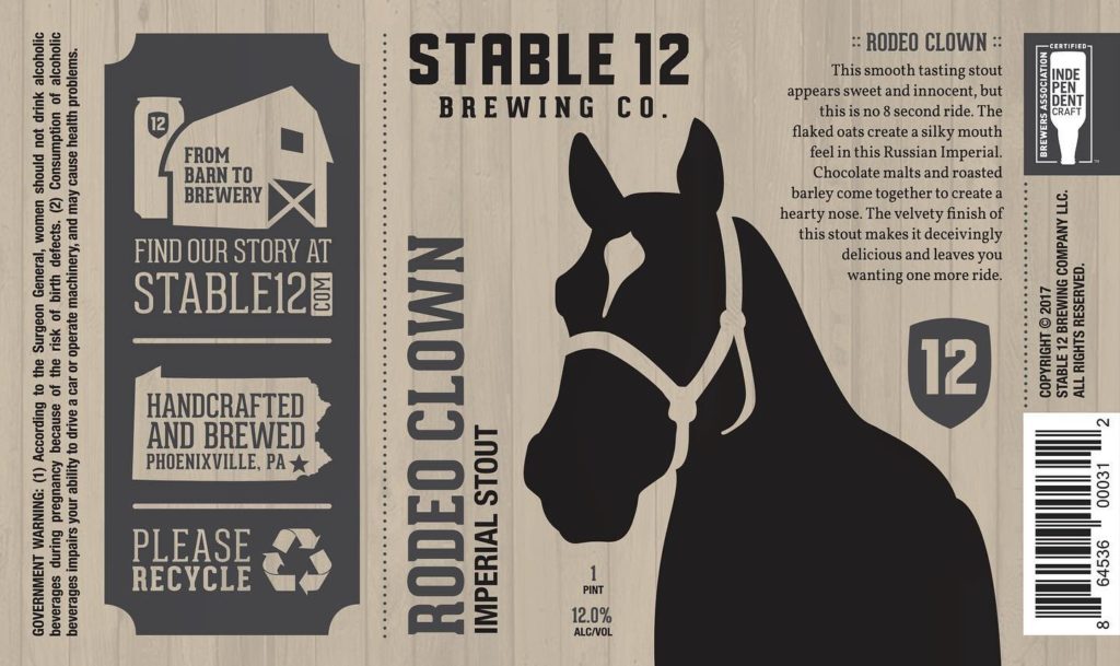 craft microbrew can horse 8 different beer labels "Stable 12" Phoenixville Pa 