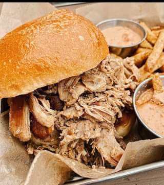 House smoked chicken, pork, and brisket available daily! 🍻  Try our smoked BBQ c