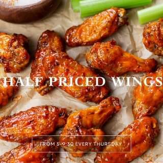 Happy Thursday Y’all 🤠 Get 1/2 off your order of wings with the purchase of a be