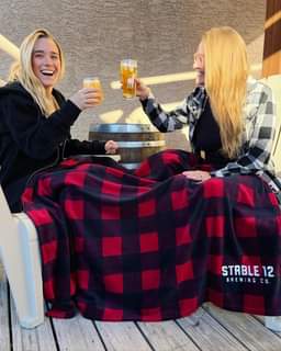 Cozy Season! 🍂🎃🍻 Bundle up in our beer garden with our sweatshirts and blankets!