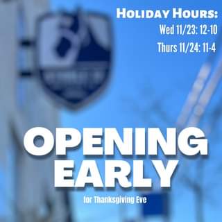 Opening at 12 pm today to give you all an early start to the holiday weekend! St